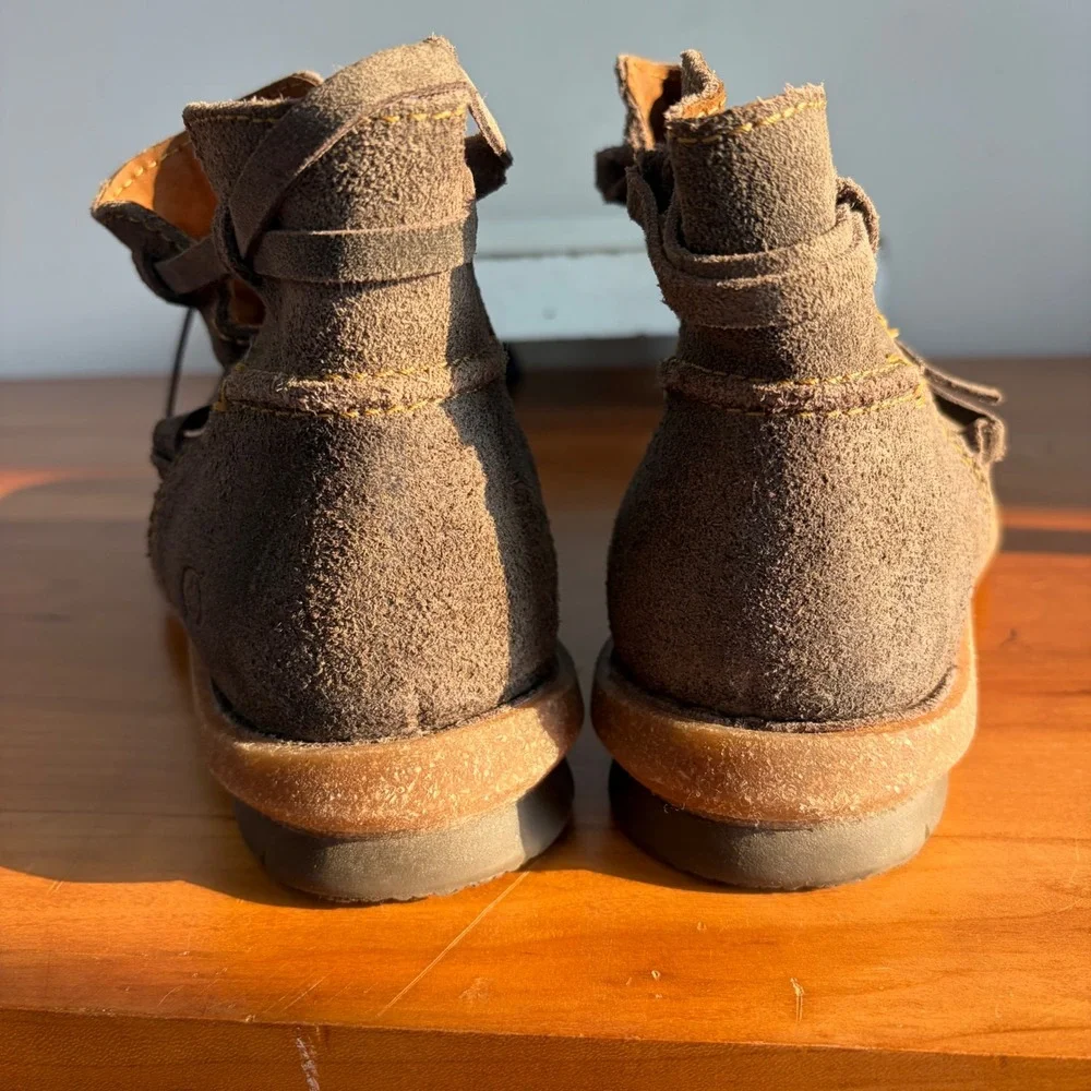 Born Womens Brown Suede Wrap Ankle Boots BR0013642 Size 8 Boho Booties